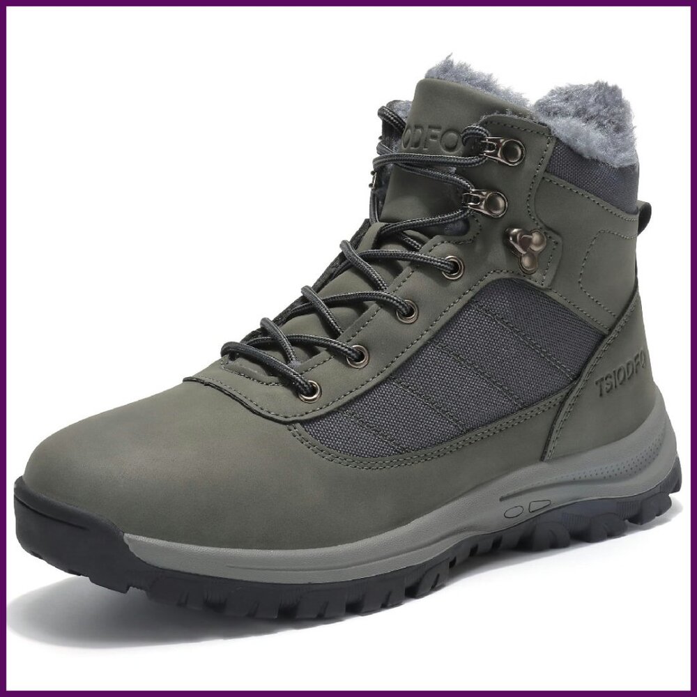 Men's Olive Green Insulated Hiking Boots